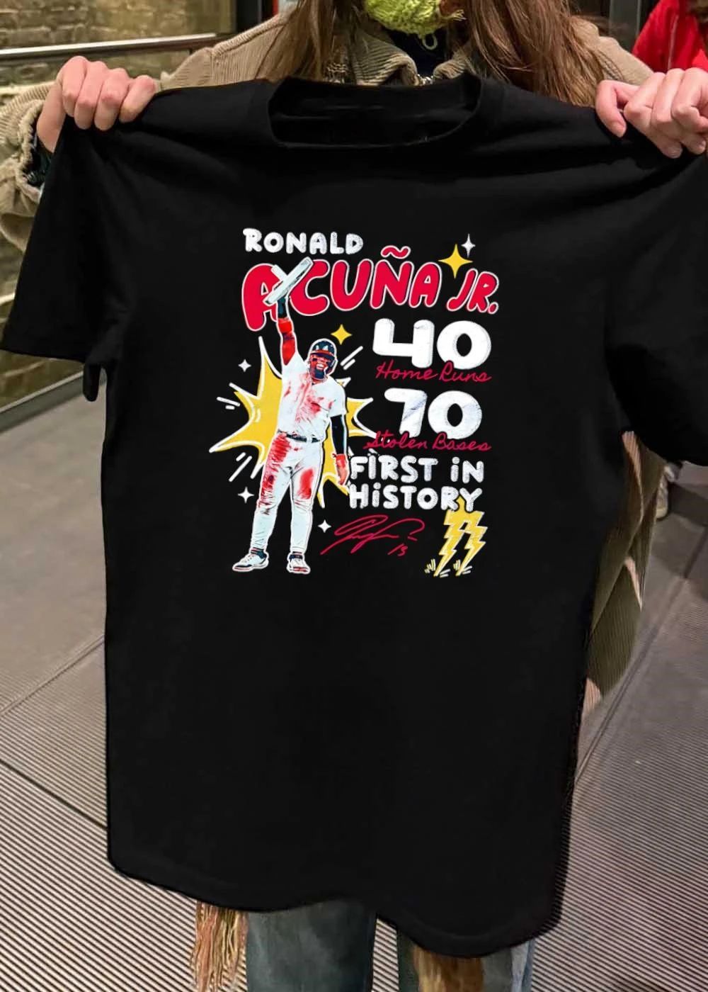 Jomboy Media Ronald Acuna Jr 40 Home Runs 70 Stolen Bases First in History Shirt