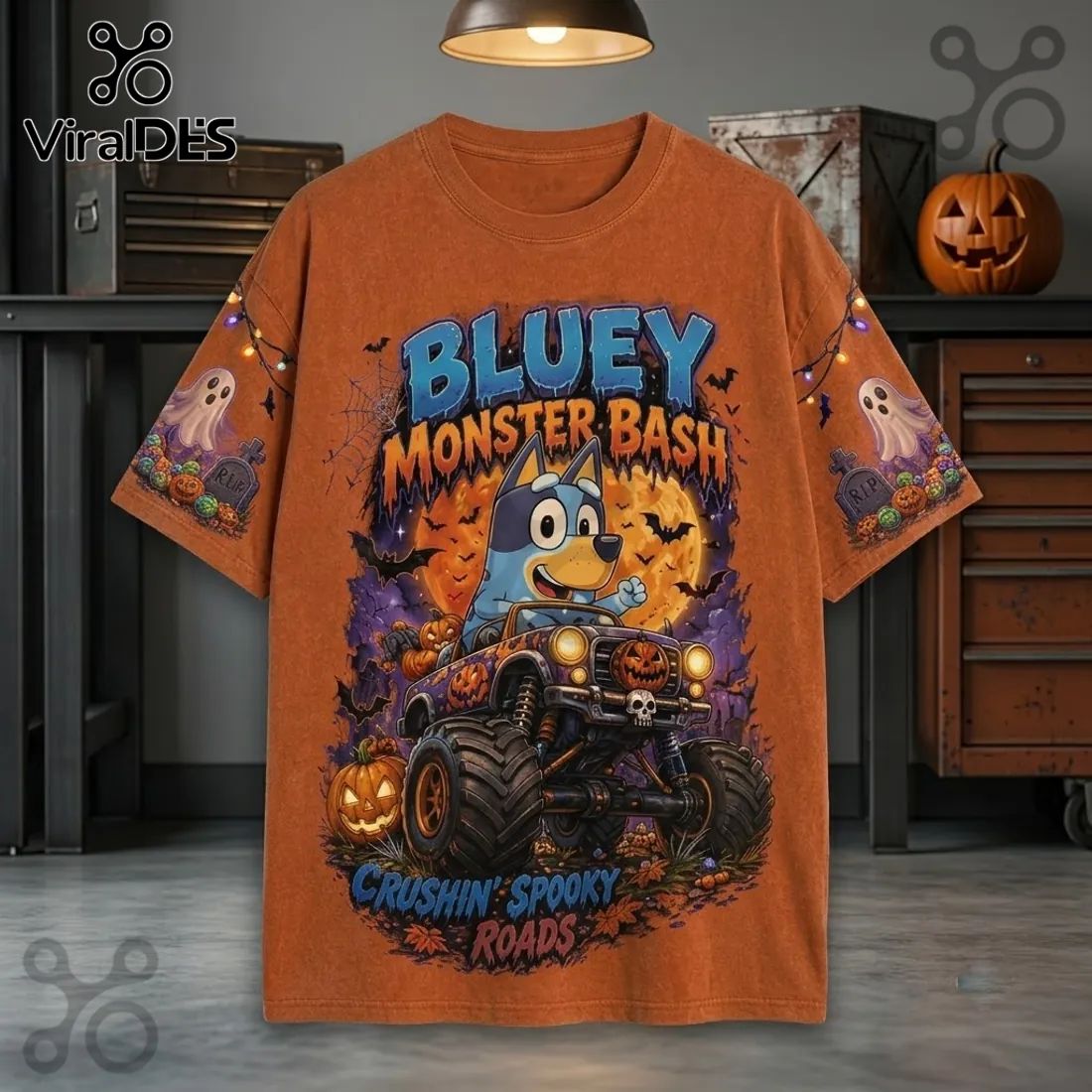 Bluey Halloween Monster Bash Orange T-Shirt