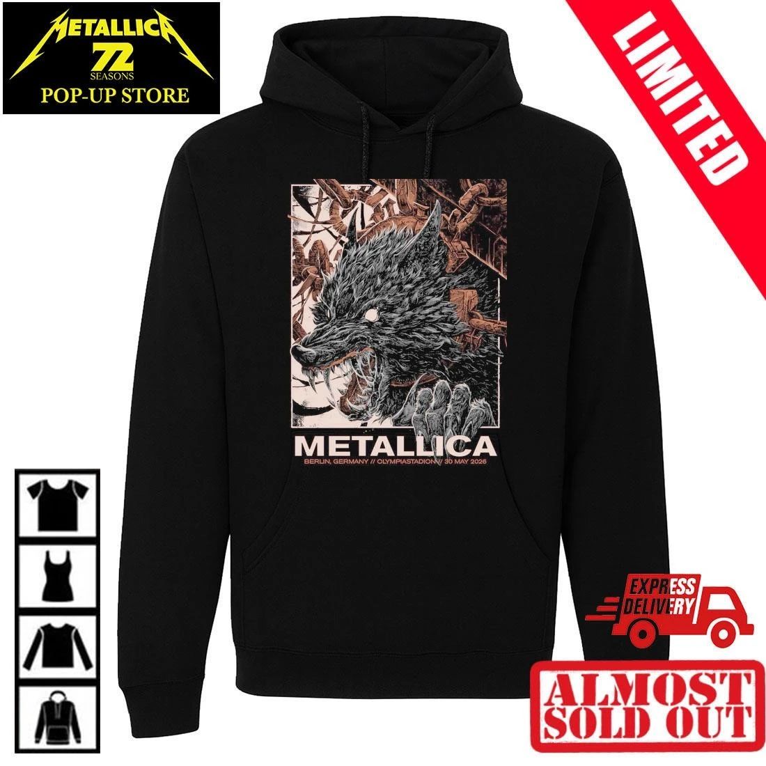 30 Mai Olympiastadion Berlin Metallica Shirt – Offizielles M72 Pop-Up Shop Merchandise – Collin Estrada 2026