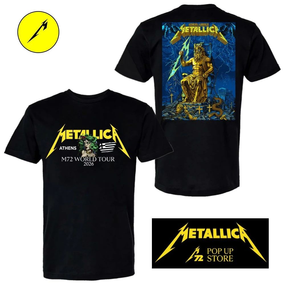 Metallica Athens OAKA 2026 Athens Olympic Stadium Greece Limited Edition Pop Up Two Sided Shirt