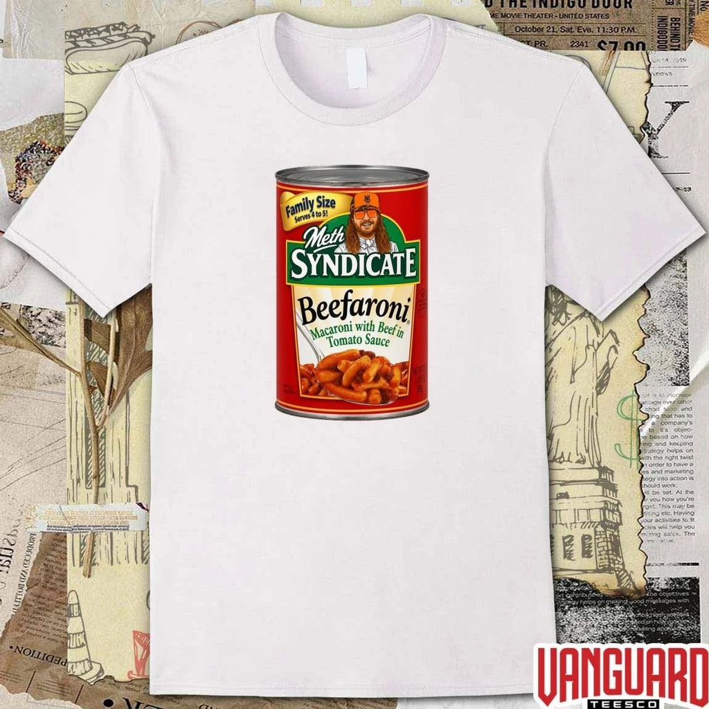 2026 Meth SYNDICATE Beefaroni Macaroni With Beef In Tomato Sauce t-shirt