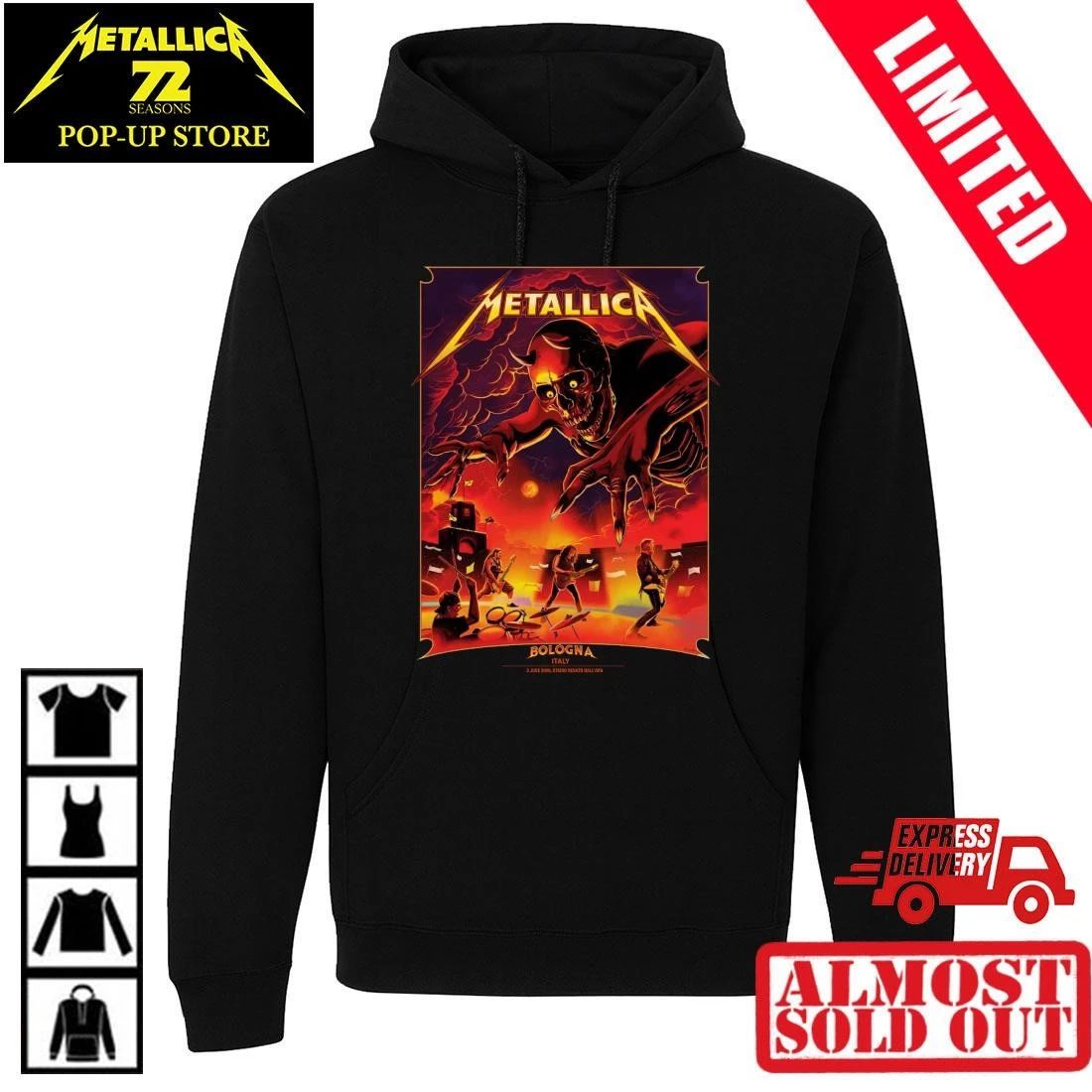Metallica M72 Bologna 2026 Pop-Up Shop Concert T-Shirt