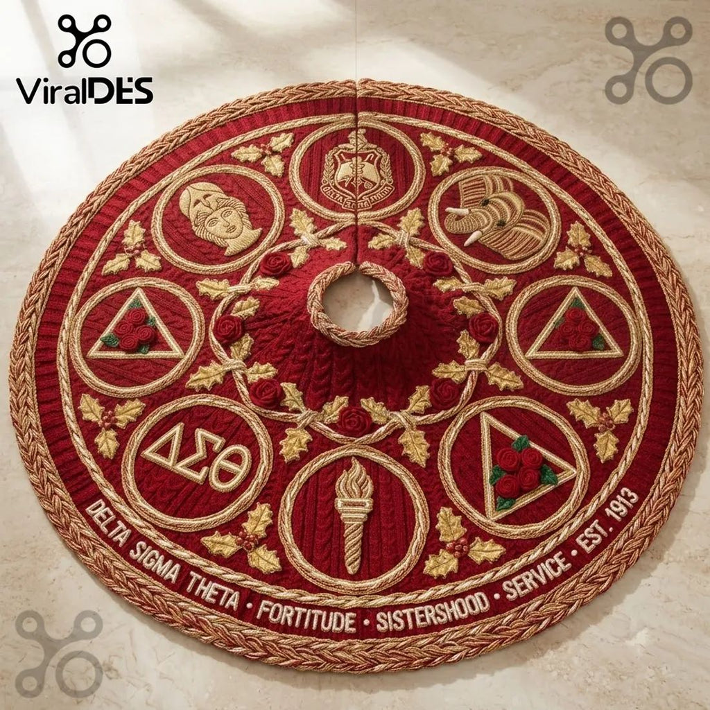 Delta Sigma Theta Velvet Christmas Tree Skirt