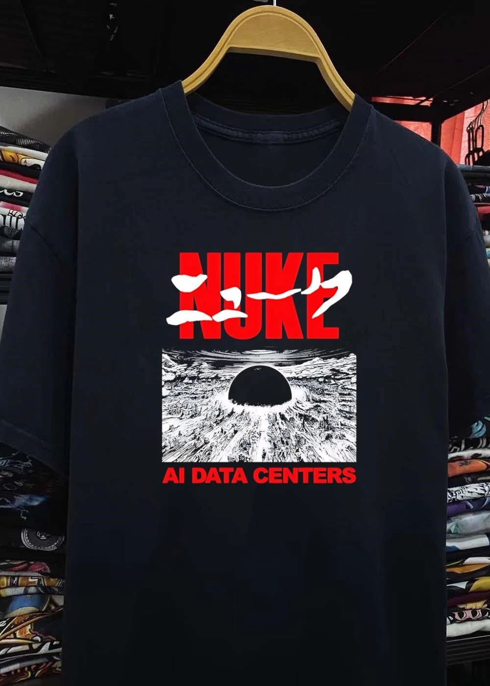 Nuke AI data centers nuclear explosion black sphere city destruction apocalypse shirt