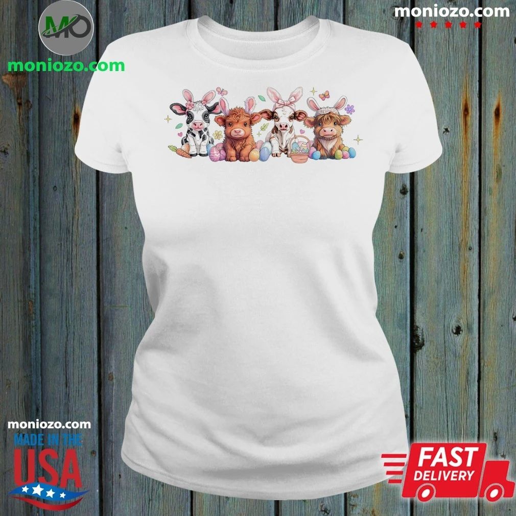 Original Cute Easter Cow Bunny Ear Cow Easter Farm Animal Easter Clipart Shirt