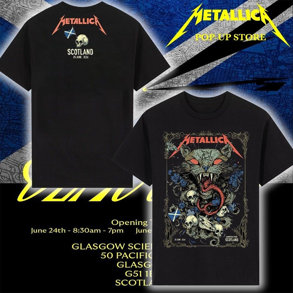 Metallica 2026 Scotland Concert Shirt – 25 June – Hampden Park – Wild Cat Design by Michelle KamMei Harvey