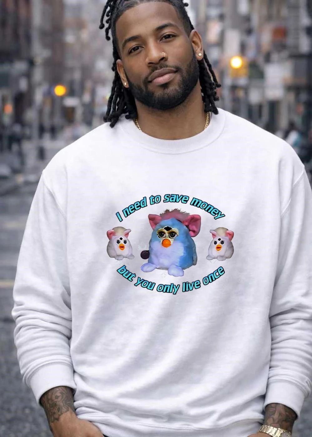 Y2K Aesthetic Save Money but You Only Live Once Furby T-Shirt