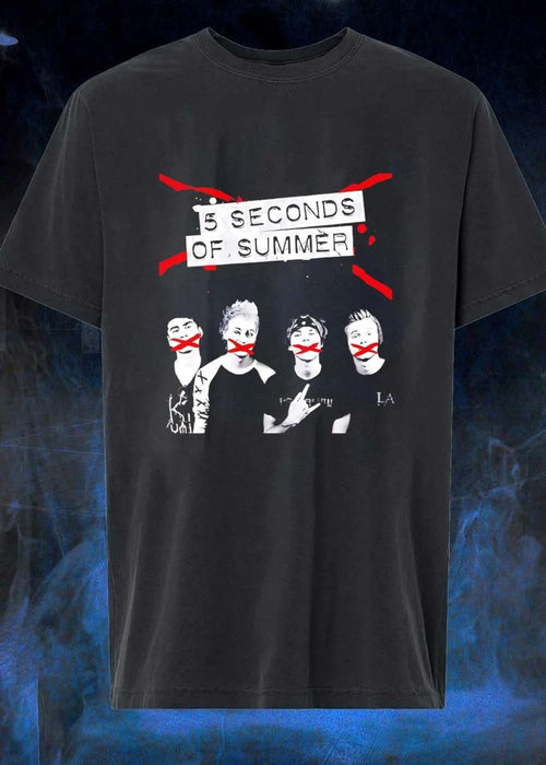 5 Seconds of Summer Band Member Mouth Red X T-Shirt