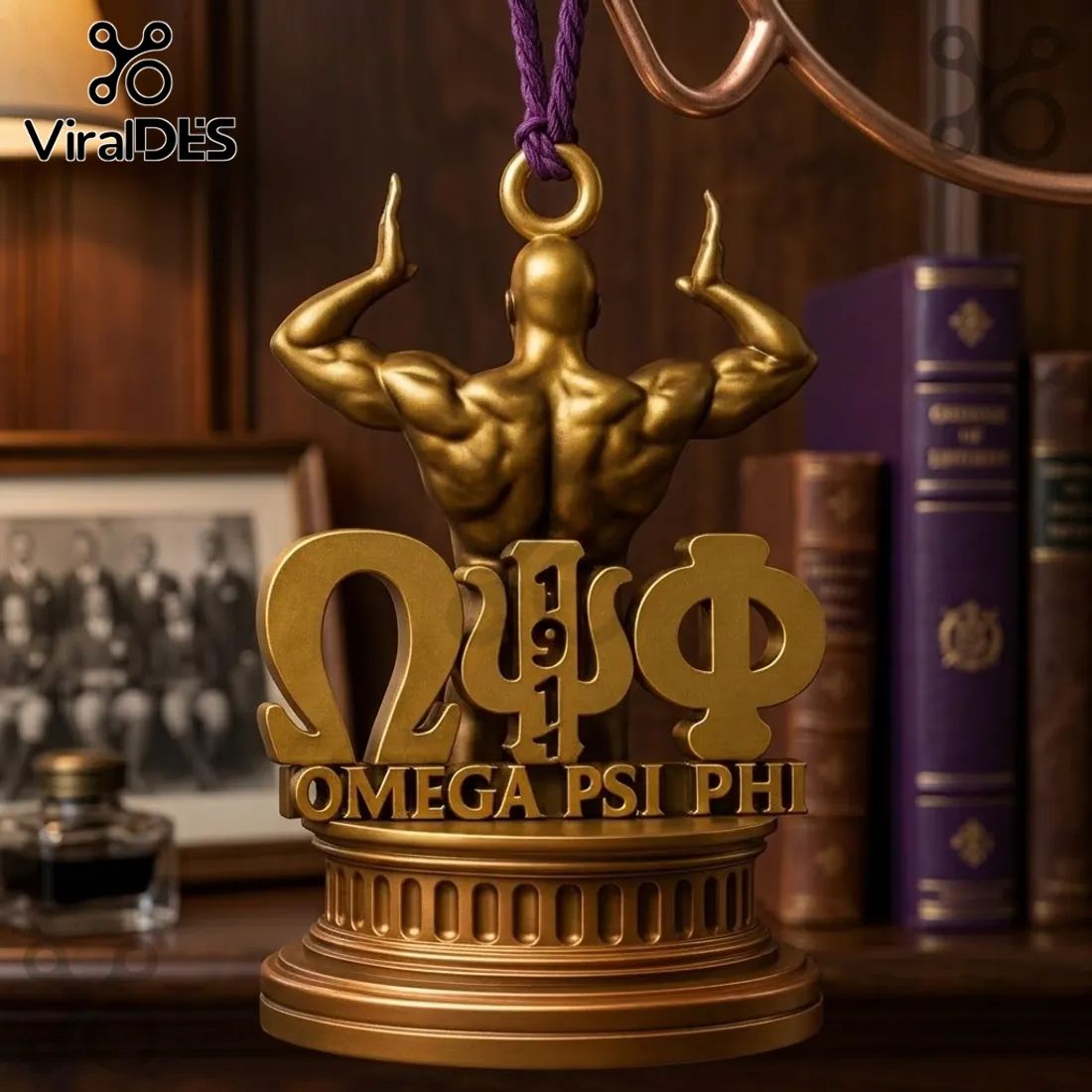 Omega Psi Phi Gold Christmas Ornament 2026