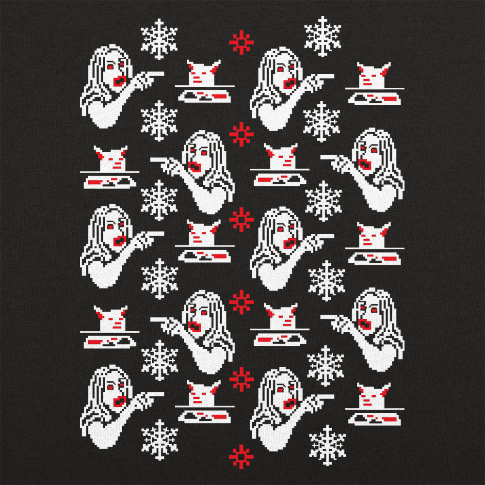 Woman Yelling At Cat Ugly Christmas Sweater Pattern