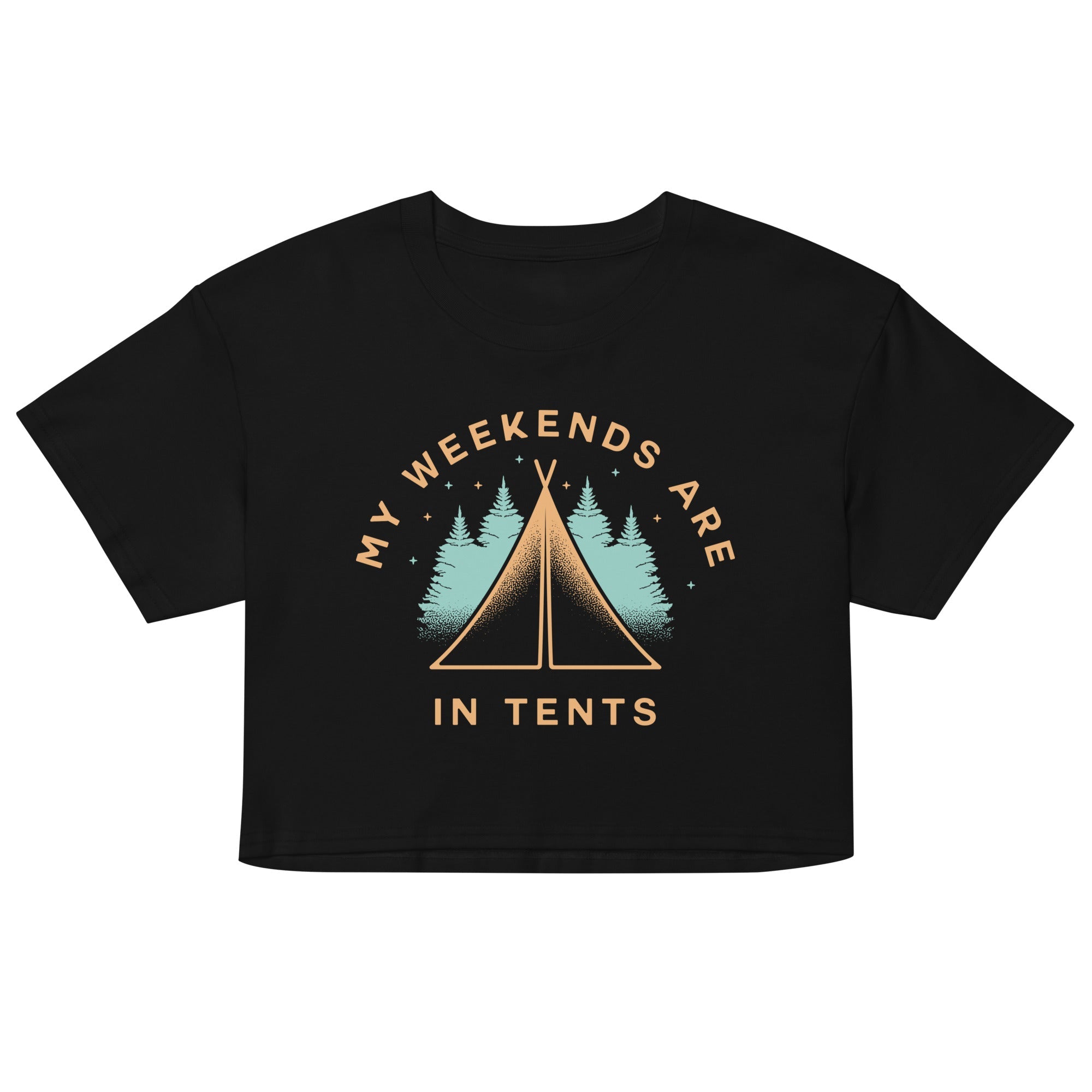 My Weekends Are In Tents Women's Crop Tee