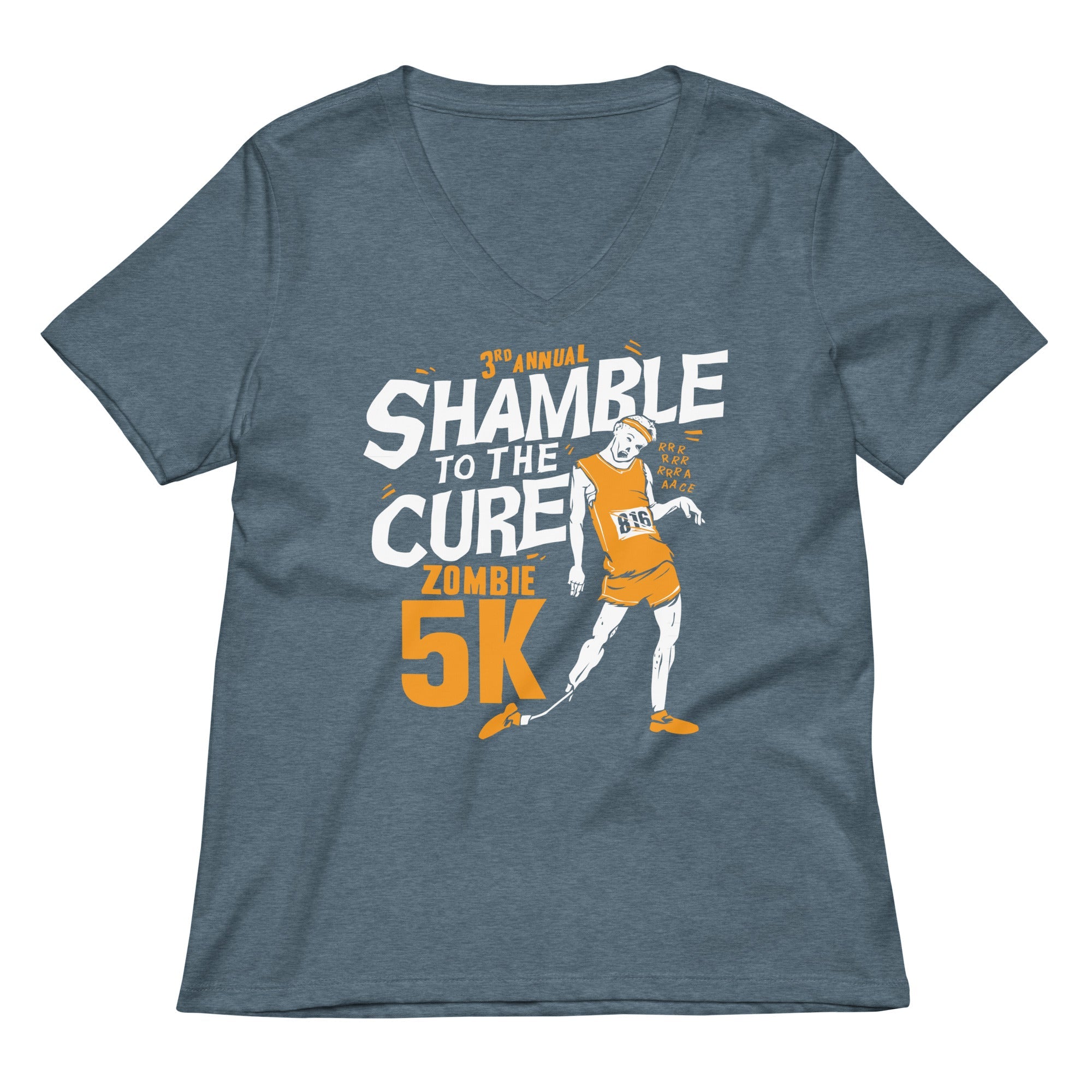 Shamble To The Cure Zombie 5K Women's V-Neck Tee