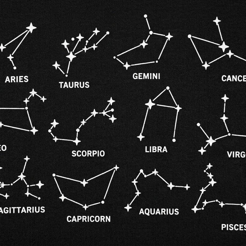 Zodiac Constellations Star Chart of All 12 Astrology Signs